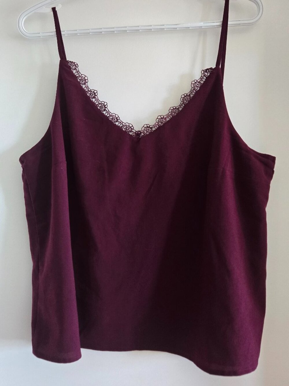 Banana Republic Lace-Trim Cami Tank Top – Women's Large – Plum/Burgundy